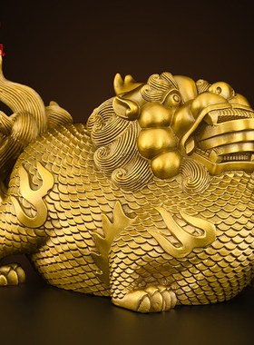 黄铜貔貅摆件富贵貔恘公母一对大号皮丘招入户玄关客厅店铺财天禄