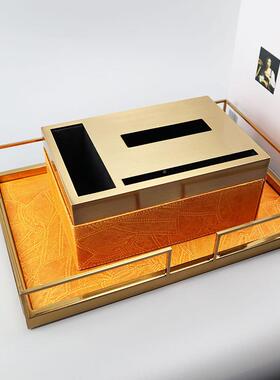 欧式现代皮托革金盘收纳DEC玄关置物盘杂物化属茶几酒店盘点心茶