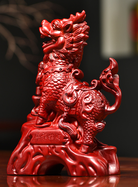 红花梨实木雕刻麒麟摆件一对家居客厅玄关电视柜装饰红木工艺礼品