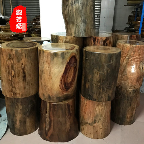 香樟木树墩子原木头凳子树根根雕茶几底座圆凳家用实木花架树桩子 - 图0