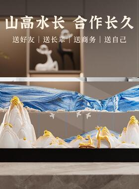 轻奢创意流沙画摆件办公室客厅沙漏高级感玻璃动态解压装饰品礼物