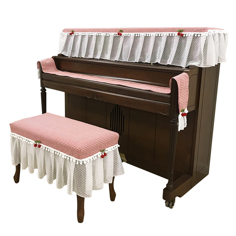 马小萌田园红蓝格子布艺钢琴盖巾钢琴罩凳子罩成品退换无忧秒发货,淘宝优惠券,粉丝福利购,淘宝优惠卷