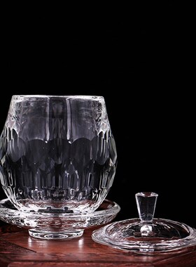 家用供水杯白水晶玻璃供水杯 大悲水七供八供水碗圣水杯三件套