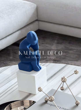 现代简约思考者沉思者人物酒店摆件样板间雕塑书房装饰品软售楼处