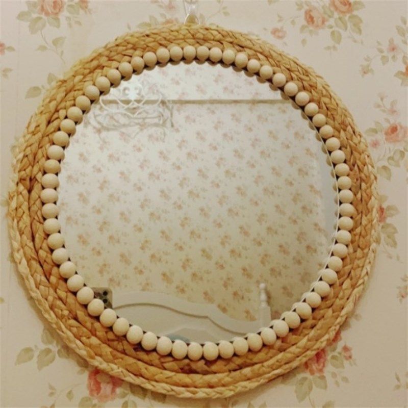 藤编梳化妆创意艺术户外拍摄装饰道具圆镜挂镜民宿客厅玄关墙壁,淘宝优惠券,粉丝福利购,淘宝优惠卷