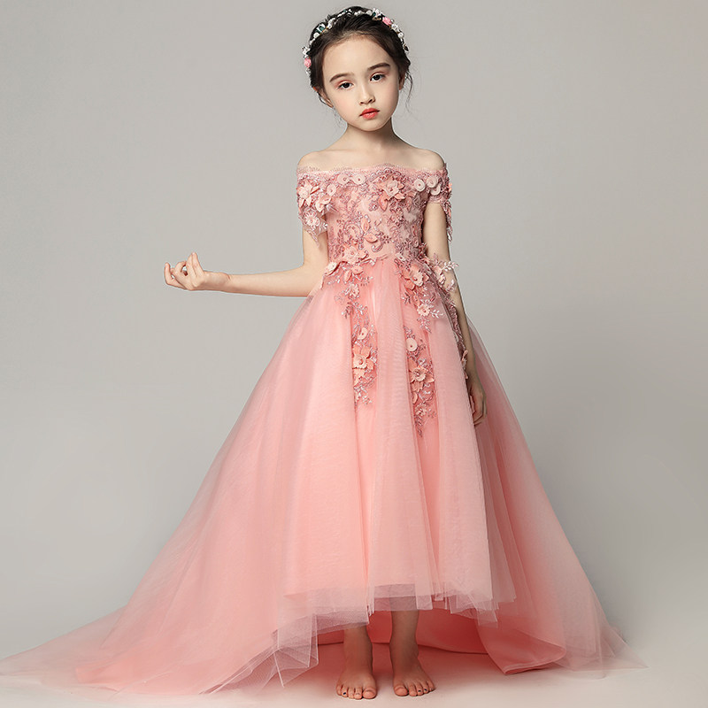 儿童晚礼服公主裙女童婚纱小花童拖尾钢琴演出服小主持人蓬蓬纱夏,淘宝优惠券,粉丝福利购,淘宝优惠卷