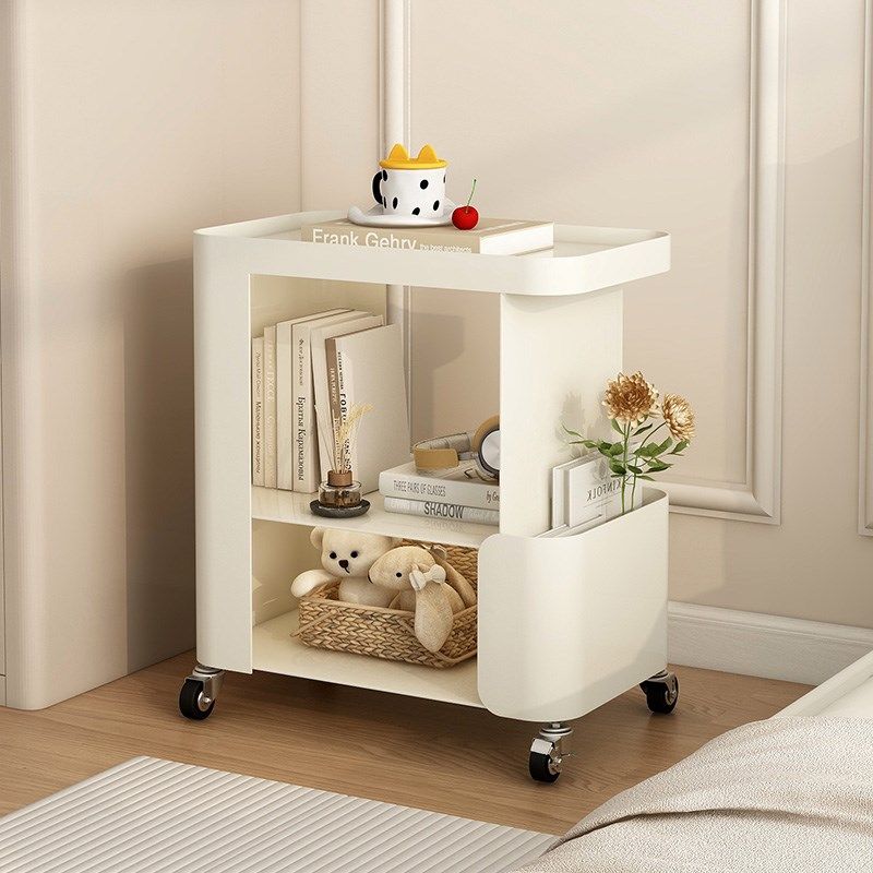 可移动奶油风边几家用客厅铁艺带轮推车茶几置物架沙发边柜高级感,淘宝优惠券,粉丝福利购,淘宝优惠卷
