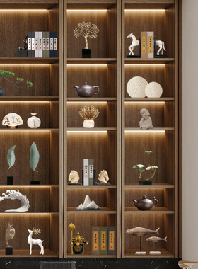 新中式门神摆件餐厅书架酒店民宿装饰品新房乔迁新居装修书柜摆放