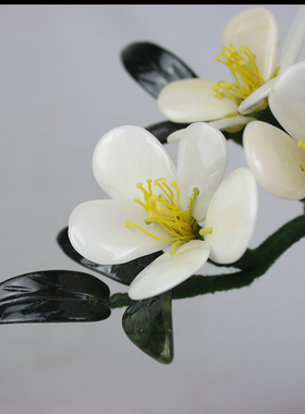 天然玉石白兰花盆景客厅家居电视柜中式装饰品玄关酒柜工艺品摆件