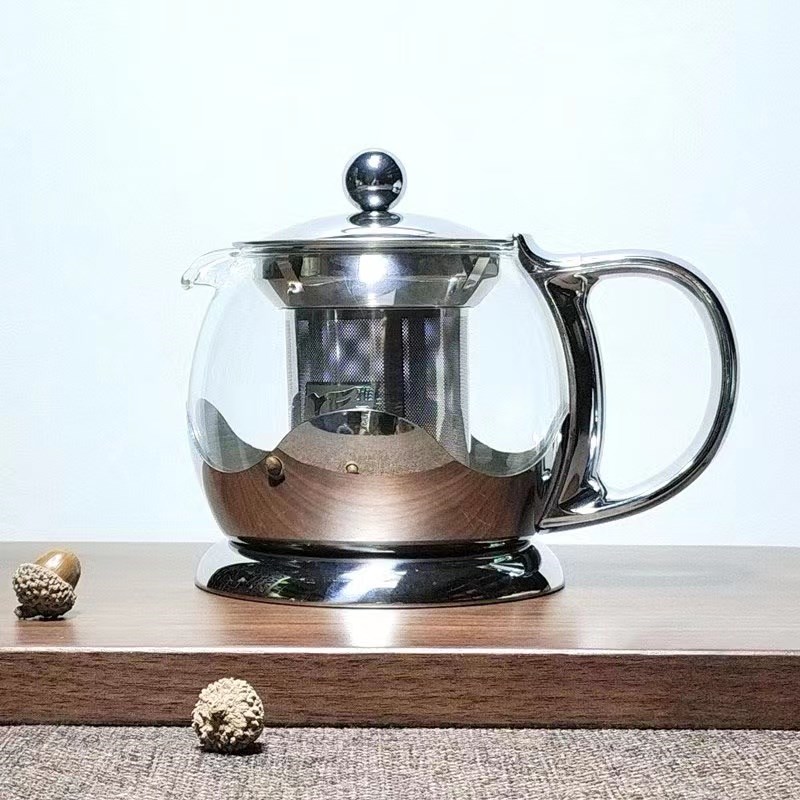雅风耐高温加厚玻璃泡茶壶不锈钢过滤花茶红茶冲茶器家用玻璃茶壶 - 图1