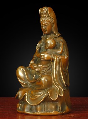 送子观音全铜送子观音娘娘仿古观音送子佛像摆件供奉佛堂礼佛用品