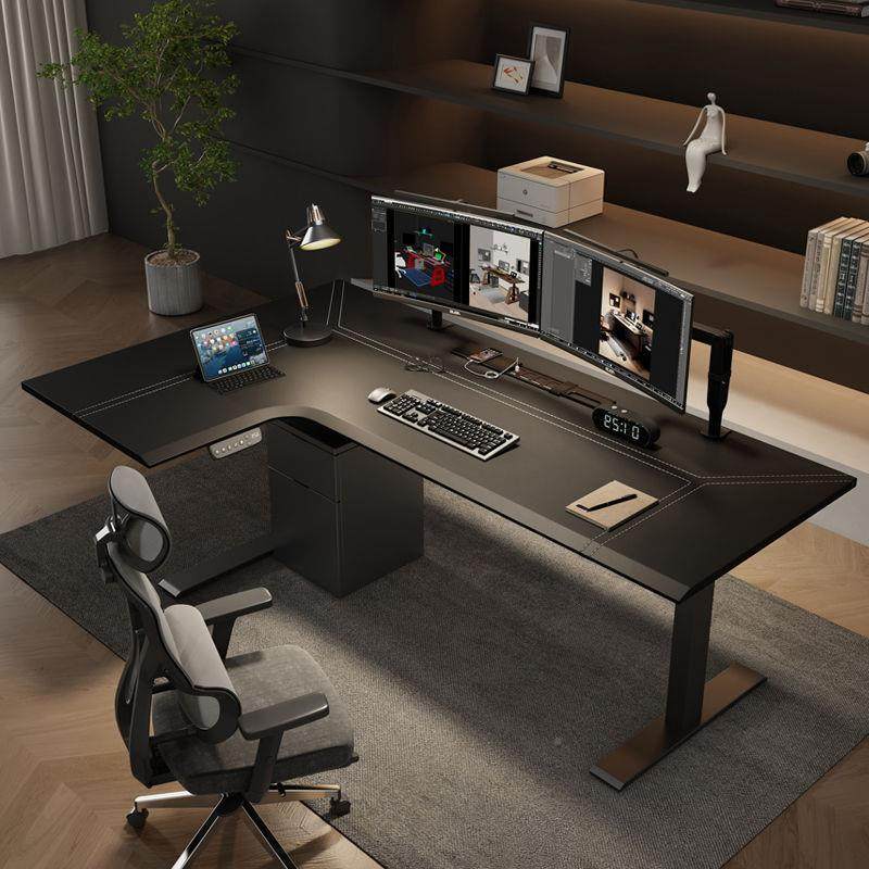 转角电13523动升降桌l型木拐角面工作书桌家用电竞电脑台桌实办皮,淘宝优惠券,粉丝福利购,淘宝优惠卷