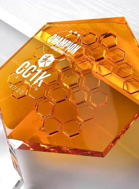 威弗列德新款琉璃奖牌奖盘定制活动颁奖纪念品团队协作蜂巢奖杯