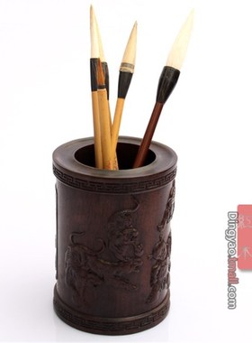 工艺品家居摆设笔筒 创意笔筒 摆件笔筒 木笔筒 木质复古笔筒
