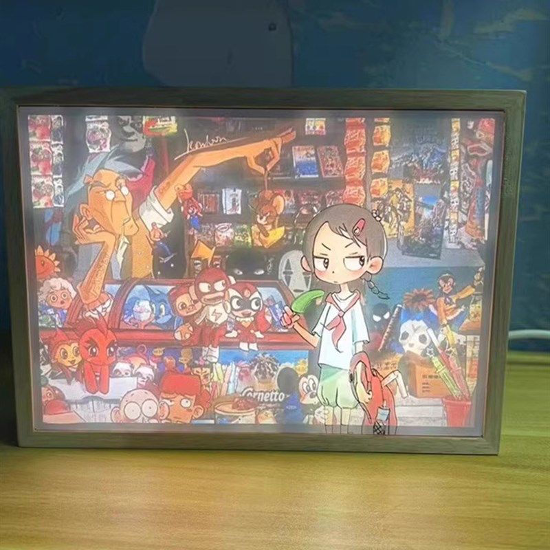 天气之子小猫咪灯光画你的名字索隆高达相框灯光画小夜灯台灯摆件,淘宝优惠券,粉丝福利购,淘宝优惠卷
