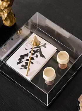 集设软装摆件雅藏压克力防尘展示盒桌面书柜复古藏品茶席文房装饰