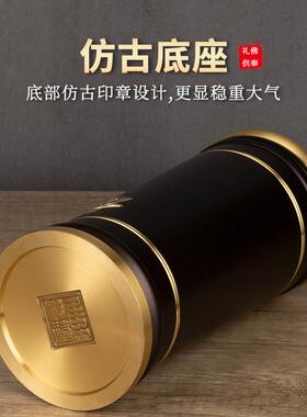 香筒黄铜插香烧香供具插佛堂心经莲花观音寺庙口黑色供奉家用纯桶