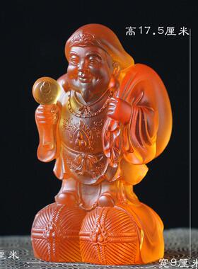 中式国风佛像摆饰 大黑天财神琉璃摆件 居家佛堂黑色财神像