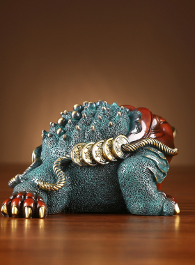 铜欣祥 创意彩铜金蟾车摆件家装饰品玄关办公室玄关电视柜摆件