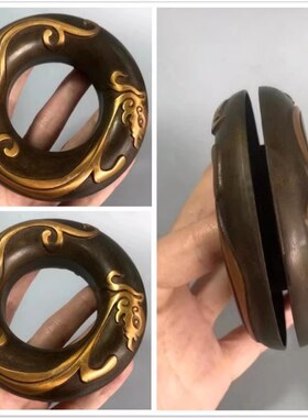 黄铜虎撑医铃串铃民间乡医郎中用药铃虎叉把玩收藏中医手摇铃