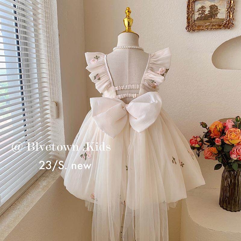女童连衣裙夏季2023新款儿童大蝴蝶结网纱公主裙宝宝仙女吊带裙子,淘宝优惠券,粉丝福利购,淘宝优惠卷