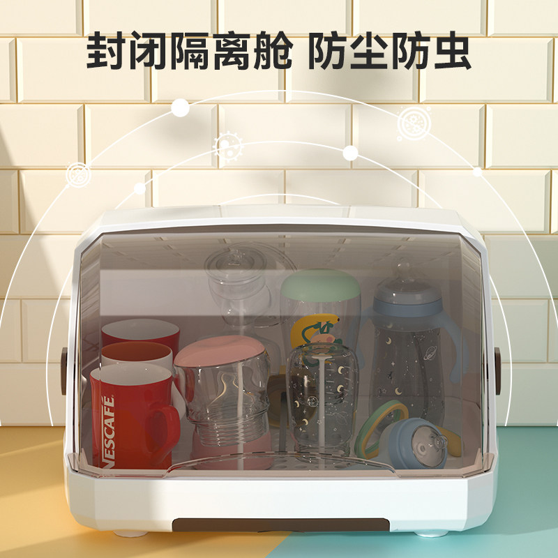 奶瓶收纳箱架子沥水架防尘带盖辅食工具收纳柜婴儿宝宝餐具收纳盒,淘宝优惠券,粉丝福利购,淘宝优惠卷