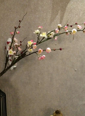 单枝仿真梅花桃花树绢花干枝腊梅客厅花艺摆设婚庆装饰摄影中式