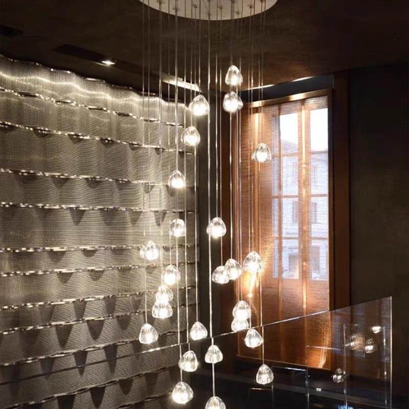 式桃水晶璃球吊灯现美代复樱式408楼梯灯LED餐厅创意玻个性流星吊,淘宝优惠券,粉丝福利购,淘宝优惠卷