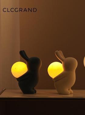 兔子夜装灯床头氛围感饰品摆件儿童小卧室催BX-026人眠月球灯新新
