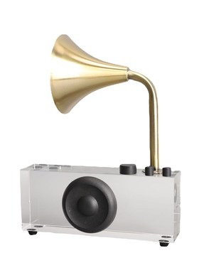 简约现代几何水晶留声机样板房售楼部客厅电视柜桌面玄关饰品摆件