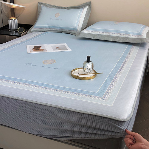 高端900D冰丝凉席三件套家用可水洗床笠款夏天空调席子可折叠抗菌 - 图2