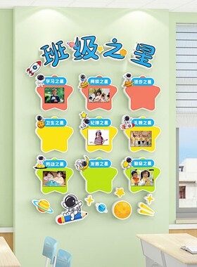每周月班级之星墙贴3d中小学评比栏开学文化建设教室氛围布置装饰