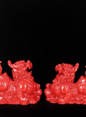 红貔朱015砂貅摆件客厅档次百财旺宅客厅件装高摆饰品玄关摆件