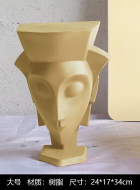 北欧式白色砂岩创意女人脸人物装饰品客厅玄关书房摆件样板房摆设