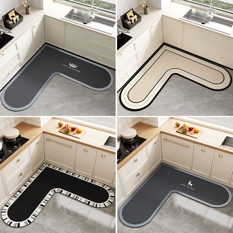 Kitchen floor mats 2025 new anti-slip, oil-proof and waterproof foot mats, dirt-resistant diatom mud absorbent mats, no-wash wipeable carpets