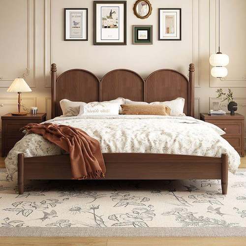 PQD美宿式实木床15米复古主卧.双人1床.8米法式轻奢中古风民全实 - 图2