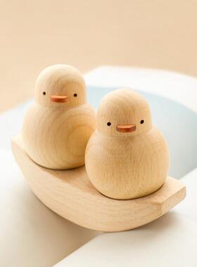 友谊的小船生日礼物送女友情侣闺蜜小鸭子桌面摆件木头木雕装饰品