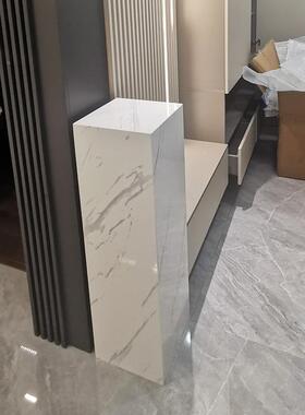 白色大石底座摆件客厅关电玄视旁落地石柱柜基座摆台石墩雕669306