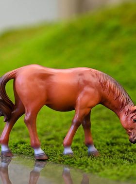 仿真骏马摆件桌面客厅玄关装饰品摆设花园盆景造景树脂小马微景观
