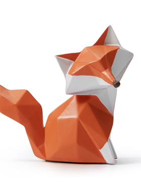 现代简约几何树脂狐狸动物家居摆件样板房装饰儿童房软装工艺品