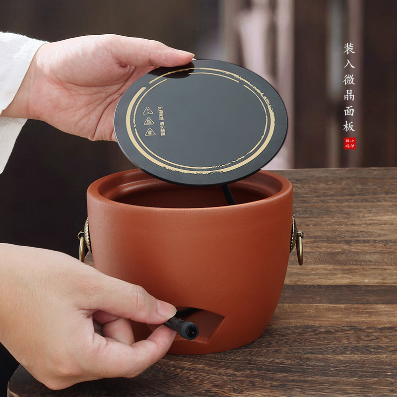 Chaoshan carbon and electric dual-purpose sand pot tea pot surrounding the stove handmade tea set boiling water and jump cover tea pot red peat stove set