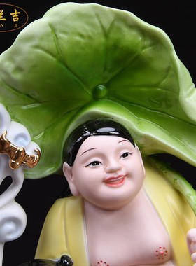 陶瓷和合二仙摆件陶瓷公仔白瓷娃娃 金童玉女 结婚礼品家居摆设