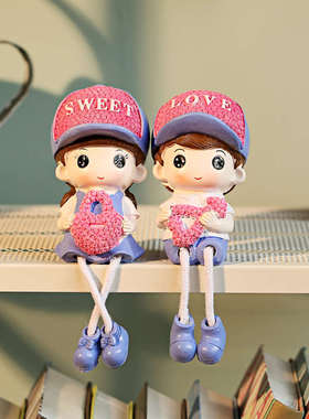 创意家装饰品忠贞爱情吊脚娃娃客厅脂酒柜卧室玄关汽车摆件摆设