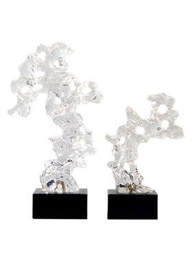 新中式透明石头珊瑚太湖石茶几书房装饰品博古架软摆件书柜样板间