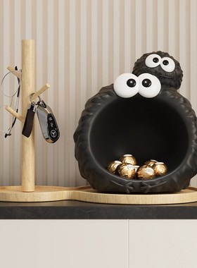 MSKA煤球精灵卡通桌面摆件玄关客厅大型沙发旁边几高级家居饰品