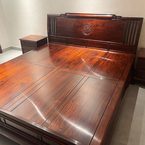 红木大床双人床印尼黑酸枝木卧室家具 阔叶黄檀实木床1.8米大脚床 - 图0