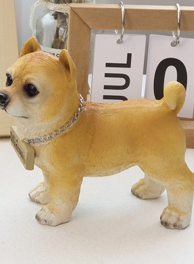 可爱仿真柯基柴犬摆件家居花园柜台桌面小狗动物装饰迎宾场景布置