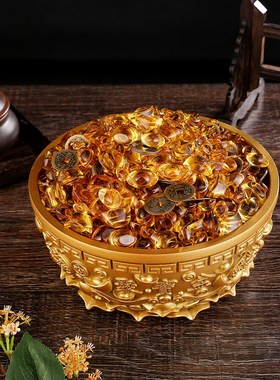 黄铜金色元宝聚宝盆摆件客厅店铺装饰品加厚存钱铜缸开业乔迁礼品