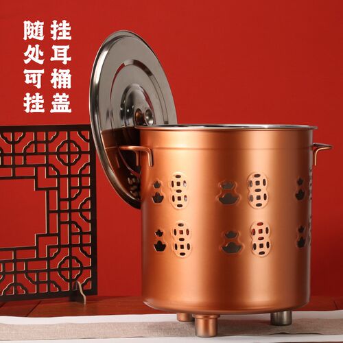 不锈钢烧纸桶家用烧金桶烧经桶室内锡箔元宝炉化宝桶聚宝盆焚烧桶 - 图2