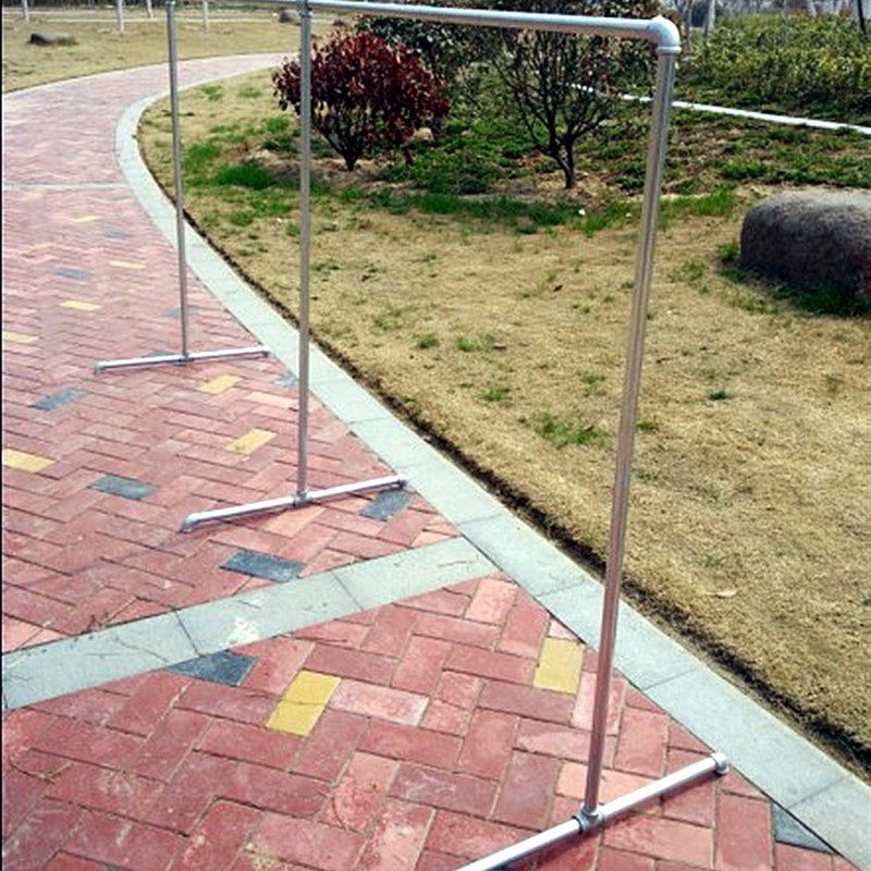 晾衣架单杆式水管镀锌钢管宿舍落地家用阳台简易单杠室内外晒被架 - 图1